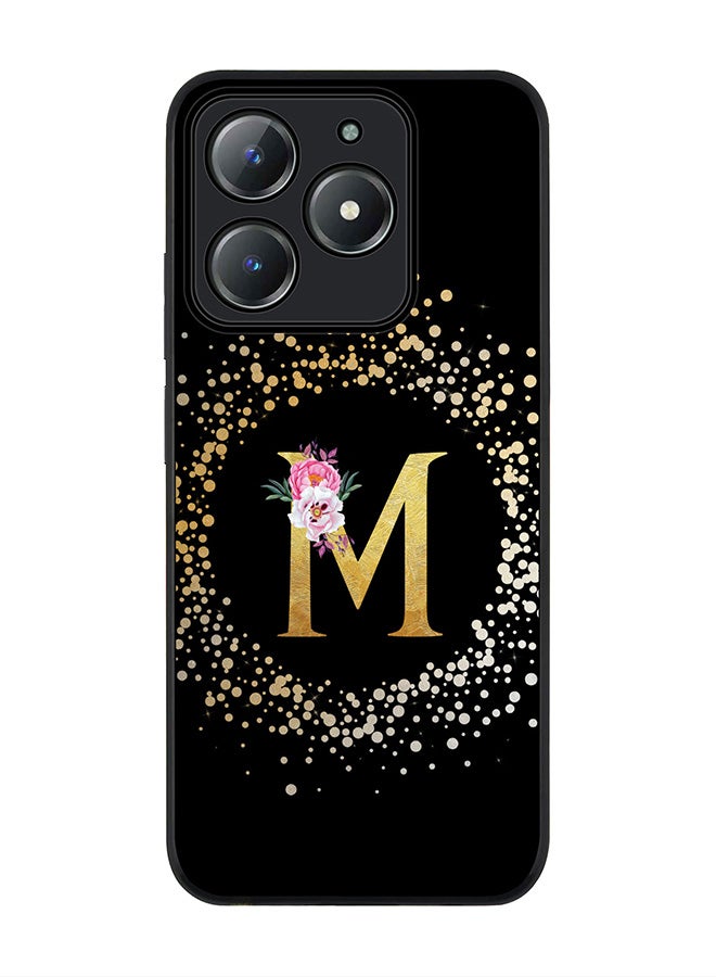 Stylizedd For Realme C63 / Realme C61 4G Case,Slim fit Camera Protection, Shockproof Thin Phone cover  - Custom Monogram Floral - M ( Black ) - Image 1