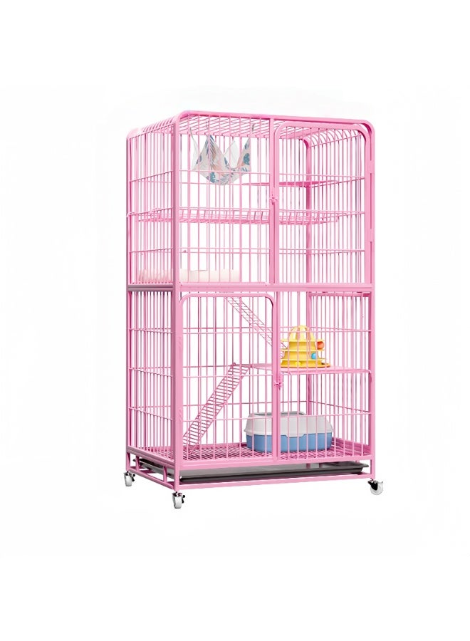 MissTiara Large Multi-Level Indoor Cat Cage Villa, Heavy-Duty Reinforced Metal Cat Enclosure with Platforms, Swing Area, Pull-Out Tray and Lockable Wheels, Rust-Proof Stable Design 85*60*151cm - Image 2