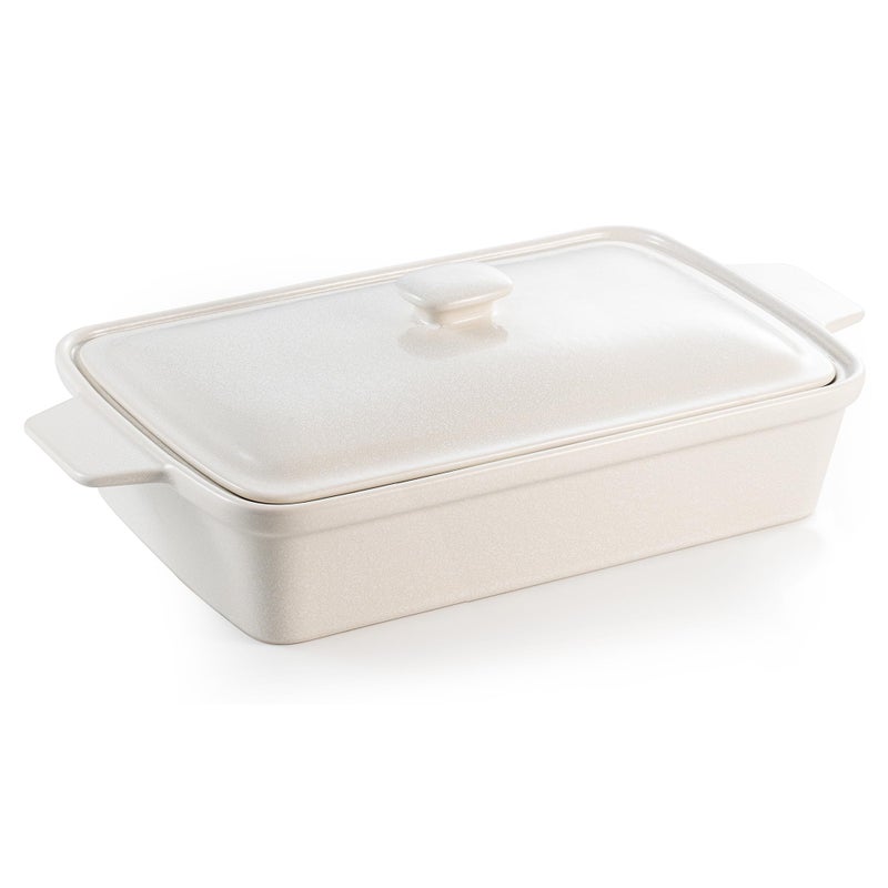 DAFUCERAMIC Casserole dish with Lid, 3.5 Quart Porcelain Baking Dish With Lid, Deep 13 x 9 Casserole Dishes for Oven with Lid, Rectangular Bakeware With Handle, Microwave, Oven Safe - Image 1