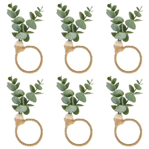 APTWOW Napkin Rings Set of 6, Easter Napkin Rings, Wood Bead Farmhouse Napkins Rings for Weddings Easter Party and Easter Table Decoration - Image 1
