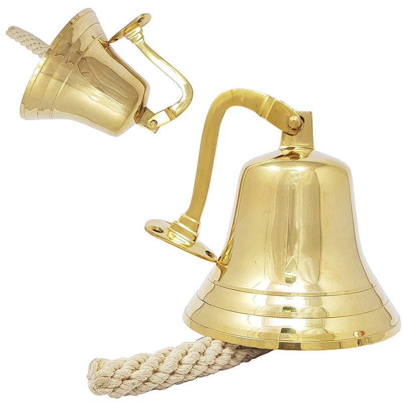 THOR INSTRUMENTS Solid Brass Ship Bell 6 Wall Hanging Bracket Pub School Dinner Maritime Home Decor Rustic Vintage Home Decor Gifts 