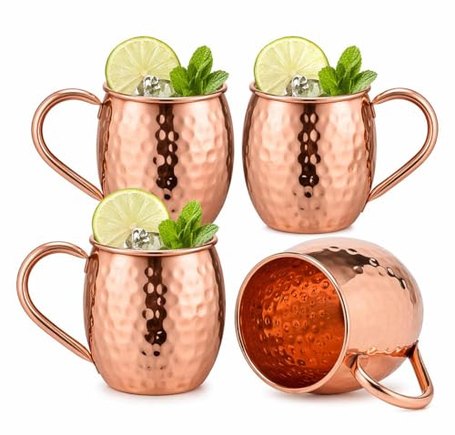 BOLD & DIVINE Authentic Moscow Mule Copper Mugs | Set of 4-100% Pure Copper Mugs 16 oz - Premium Moscow Mule Copper Cups Set of 4 - Solid Copper Cups Perfect Premium Gift - Image 1