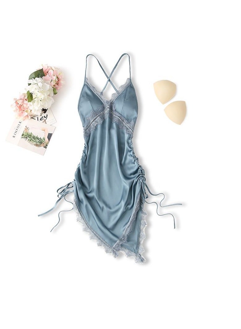 Nariele New Simulation Silk Suspender Nightgown