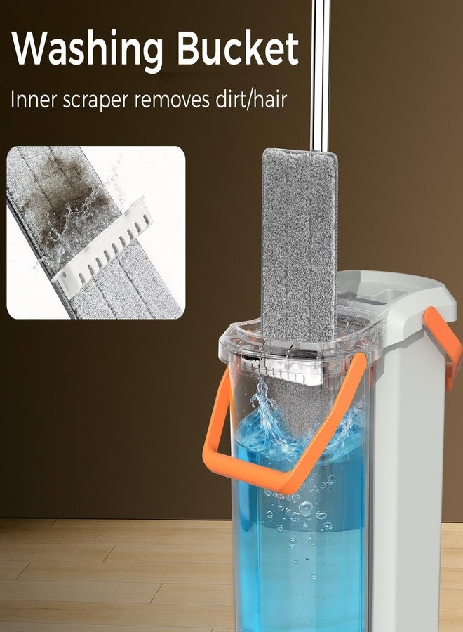 YASHE Mop and Bucket Set with Detachable Space-Saving Bucket, Mop for Floor Cleaning with Wringer, Wall Mop with 360° Rotating Mop Head, 2 Reusable Microfiber Mop Pads - Image 2