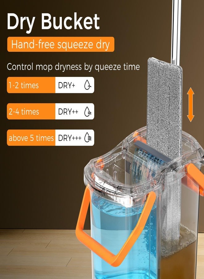 YASHE Mop and Bucket Set with Detachable Space-Saving Bucket, Mop for Floor Cleaning with Wringer, Wall Mop with 360° Rotating Mop Head, 2 Reusable Microfiber Mop Pads - Image 3