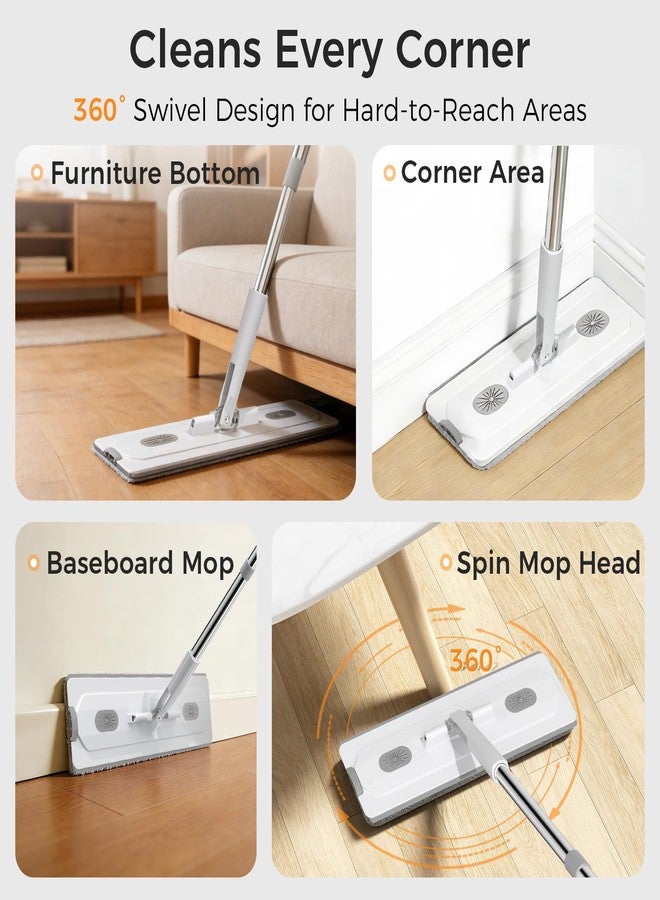 YASHE Mop and Bucket Set with Detachable Space-Saving Bucket, Mop for Floor Cleaning with Wringer, Wall Mop with 360° Rotating Mop Head, 2 Reusable Microfiber Mop Pads - Image 5