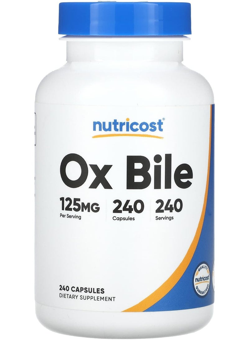 Nutricost Ox Bile , 125 mg , 240 Capsules