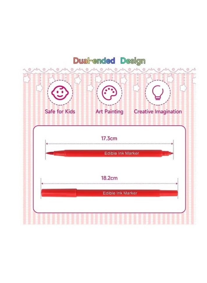 10 PCS Edible Food Colour Pens Double Sided Food Coloring Pens, dible Markers for Cookies Food Coloring Pens,Thick and Fine Tip Edible Markers Food Grade Food Gourmet Writers for DIY Decorating Fondant Cakes Easter Eggs Baking Painting Drawing Writing - Image 3