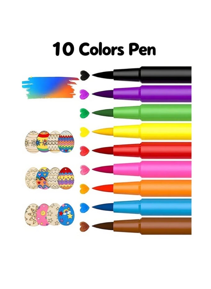 10 PCS Edible Food Colour Pens Double Sided Food Coloring Pens, dible Markers for Cookies Food Coloring Pens,Thick and Fine Tip Edible Markers Food Grade Food Gourmet Writers for DIY Decorating Fondant Cakes Easter Eggs Baking Painting Drawing Writing - Image 1