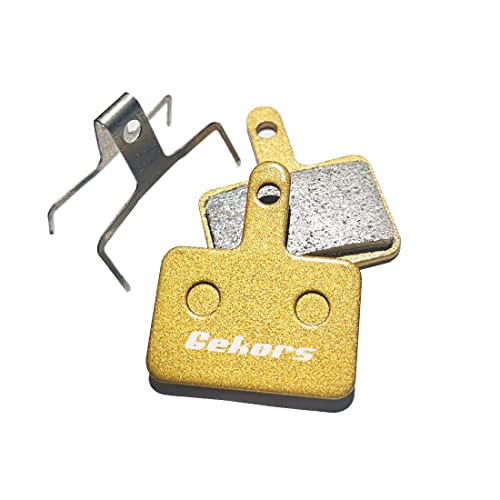 Gekors Metallic Bicycle Disc Brake Pads for Shimano/Tektro/TRP, 1 Pair with a Spring, Golden - Image 2