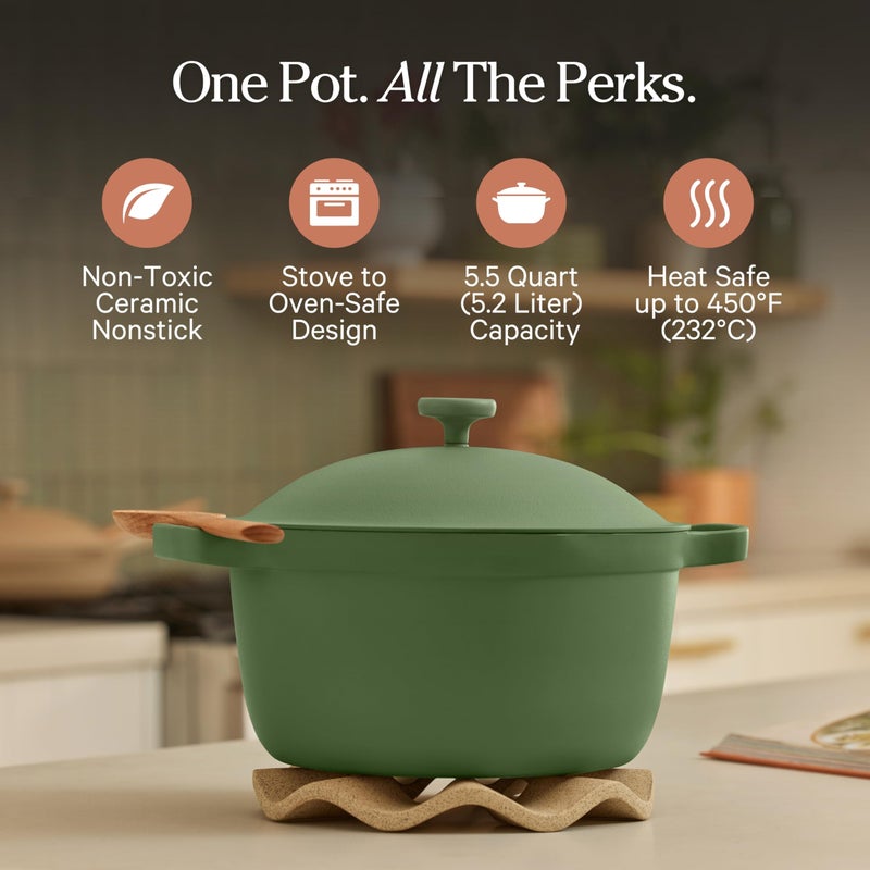 Our Place Perfect Pot | 5.5 Qt Ceramic Pot with Lid & Spatula | Patented 8-in-1, PFAS-Free Nonstick, Non-Toxic Cookware | Induction & Oven-Safe up to 450Â°F | Sage - Image 2