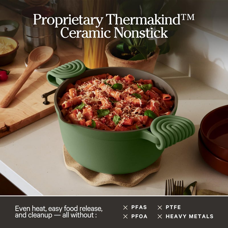 Our Place Perfect Pot | 5.5 Qt Ceramic Pot with Lid & Spatula | Patented 8-in-1, PFAS-Free Nonstick, Non-Toxic Cookware | Induction & Oven-Safe up to 450Â°F | Sage - Image 4