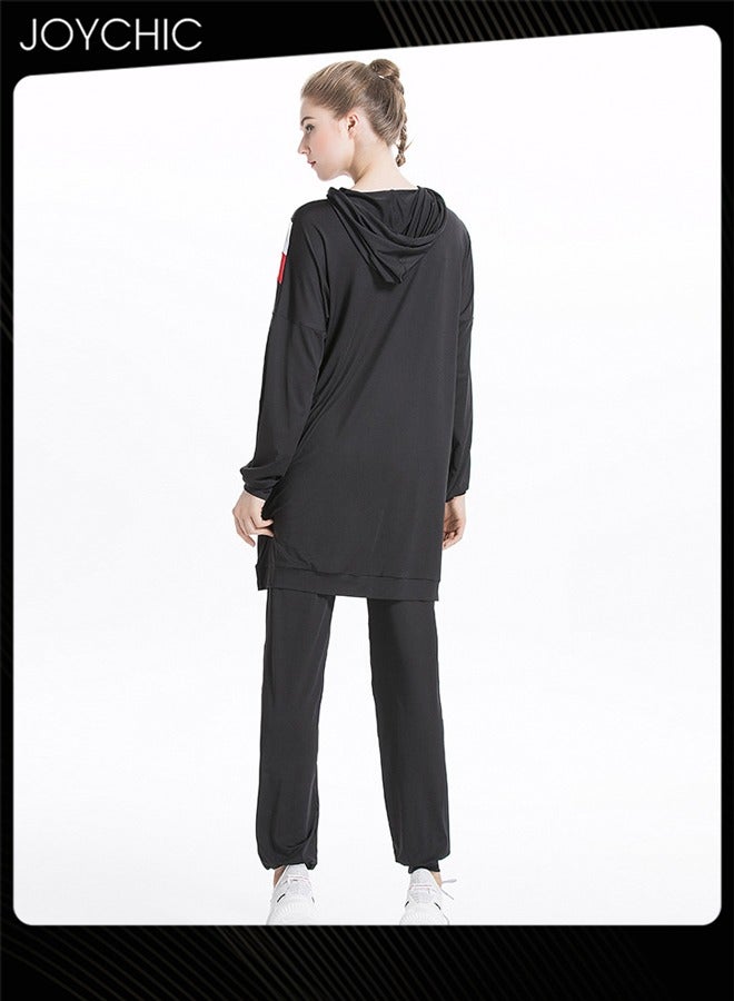 Joychic New Style Autumn and Winter Casual Muslim Women Long Sleeved Color-Blocked Hooded Sweatshirt Set - Image 5