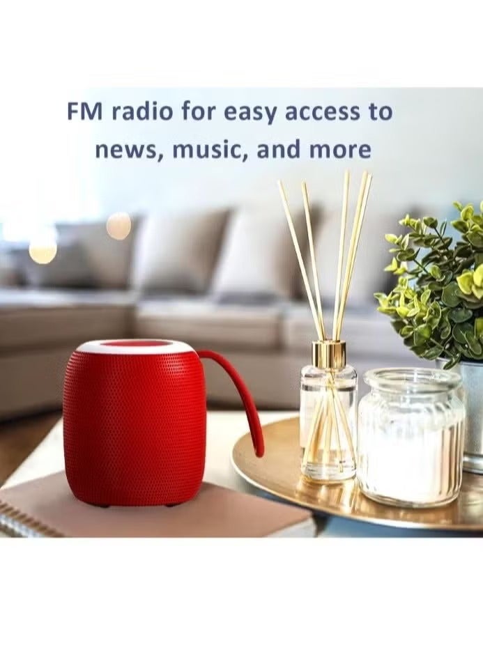 Wireless Bluetooth Speaker Subwoofer Outdoor Portable Car Home Atmosphere Desktop Small Mini Speaker with RGB light support Radio ,TF card, flash memory - Red - Image 2