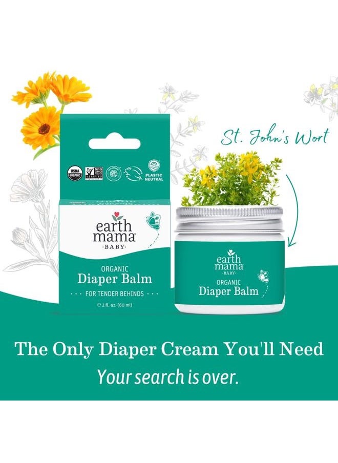 Earth Mama - Organic Diaper Balm 2-Ounce | Diaper Cream for Baby | EWG Verified, Petroleum & Artificial Fragrance-Free with Calendula for Sensitive Skin (4-Pack) - Image 1