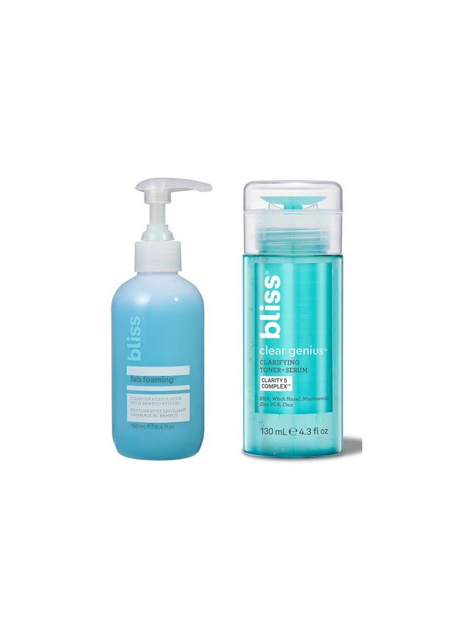 Bliss Fab Foaming Cleanser & Clear Genius Toner + Serum | Pore Purifying Duo for Clear Skin | 2 Step Skincare Routine | Clean, Vegan, Cruelty-Free - Image 1