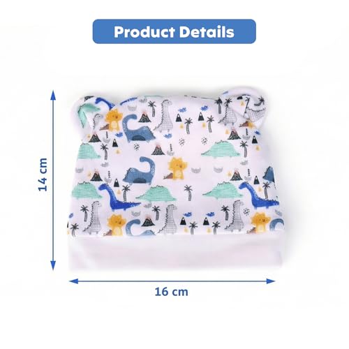 a baby cherry 100% Organic Cotton Newborn Cap 0-3 Months | Soft & Breathable Baby Headwear for Baby Boy & Girl Set of 2 (Multicolour) - Image 2