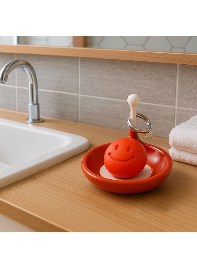 2-piece soap dish set with drainage tray + ring and loop holder 17×14 cm - Durable plastic soap holder that dries automatically, practical bathroom organizer - Image 1