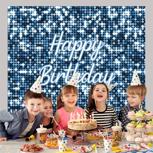 Party Baazaar Blue Theme Backdrop | Backdrop for Birthday Decoration | Happy Birthday Banner for Kids (Pack of 1, Multicolor, Size: 5x4 Feet) - Image 3