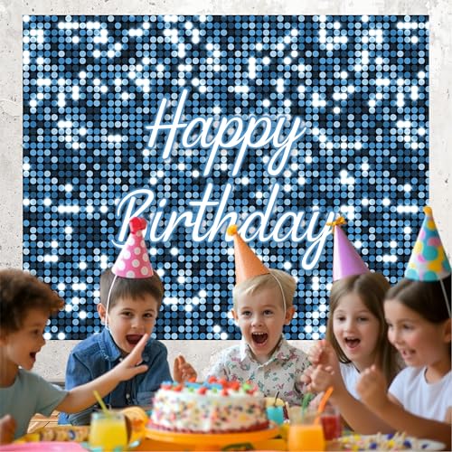 Party Baazaar Blue Theme Backdrop | Backdrop for Birthday Decoration | Happy Birthday Banner for Kids (Pack of 1, Multicolor, Size: 5x4 Feet) - Image 4