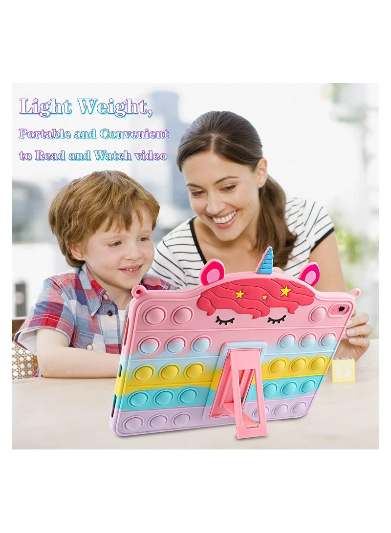 iPad Air 4/5 Case with Kickstand Shoulder Straps Keychain Silicone Fidget Bubble Case for Girls Kids Cute Rainbow Cover for iPad Air 4/5 10.9 inch  - Image 5