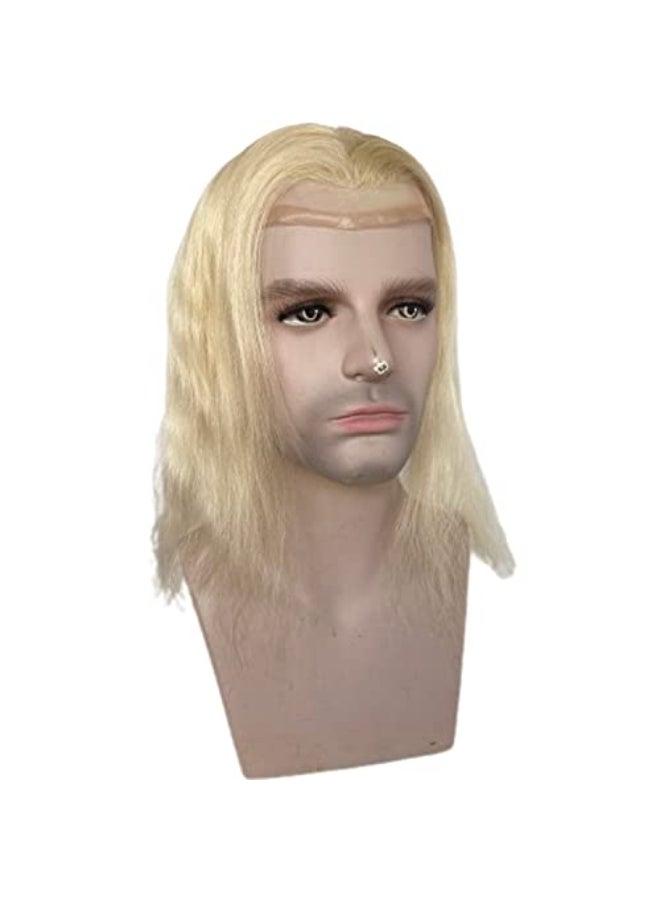 Voloria 12 Long Hair Mens Toupee 100 Virgin Human Hair Replacement System for Men 10x8 Base Size 613 Blonde Color - Image 3