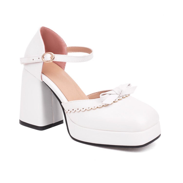 Colorblock Bow Water Platform High Heel Hollow Sandals Large Size Women'S Shoes 2801 - Image 5