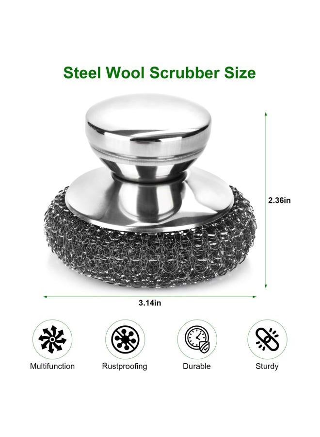 Fiwimtu 4PCS Steel Wool Scrubber Pads, Stainless Steel Scrubber Set with 3Pcs Steel Wool Pads, Steel Scrubber for Dishes, Ideal for Cleaning Cast Iron, Pots, Pans, Grills, Stoves, Sink, Kitchen Household - Image 2