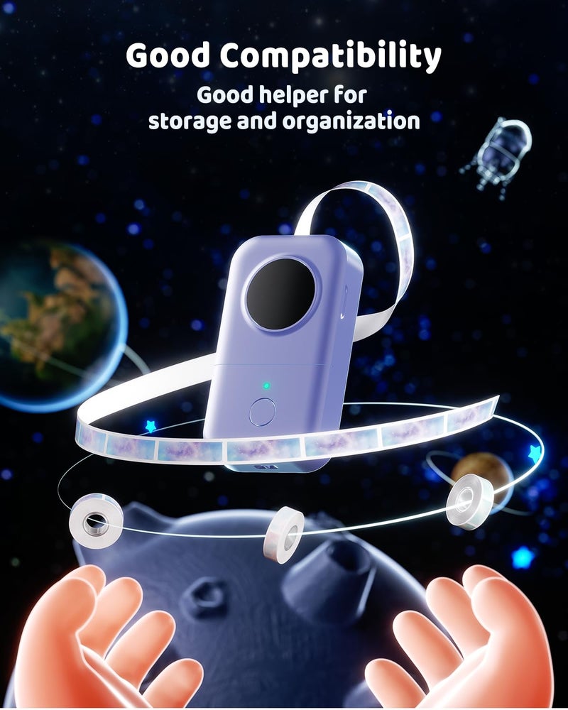 Phomemo D30 D35 Q31 Q32 Q30S Q30 Label Maker Tape, Black on Colorful Starry Sky Patterns Sticker Thermal Label Paper, Self-Adhesive Label Tape, 0.47" 12 x 40 mm (0.47 x 1.57 Inch) 3-Rolls - Image 5