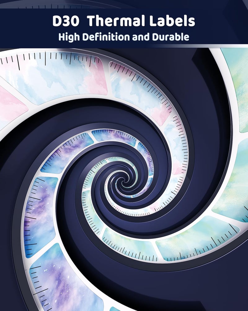 Phomemo D30 D35 Q31 Q32 Q30S Q30 Label Maker Tape, Black on Colorful Starry Sky Patterns Sticker Thermal Label Paper, Self-Adhesive Label Tape, 0.47" 12 x 40 mm (0.47 x 1.57 Inch) 3-Rolls - Image 4