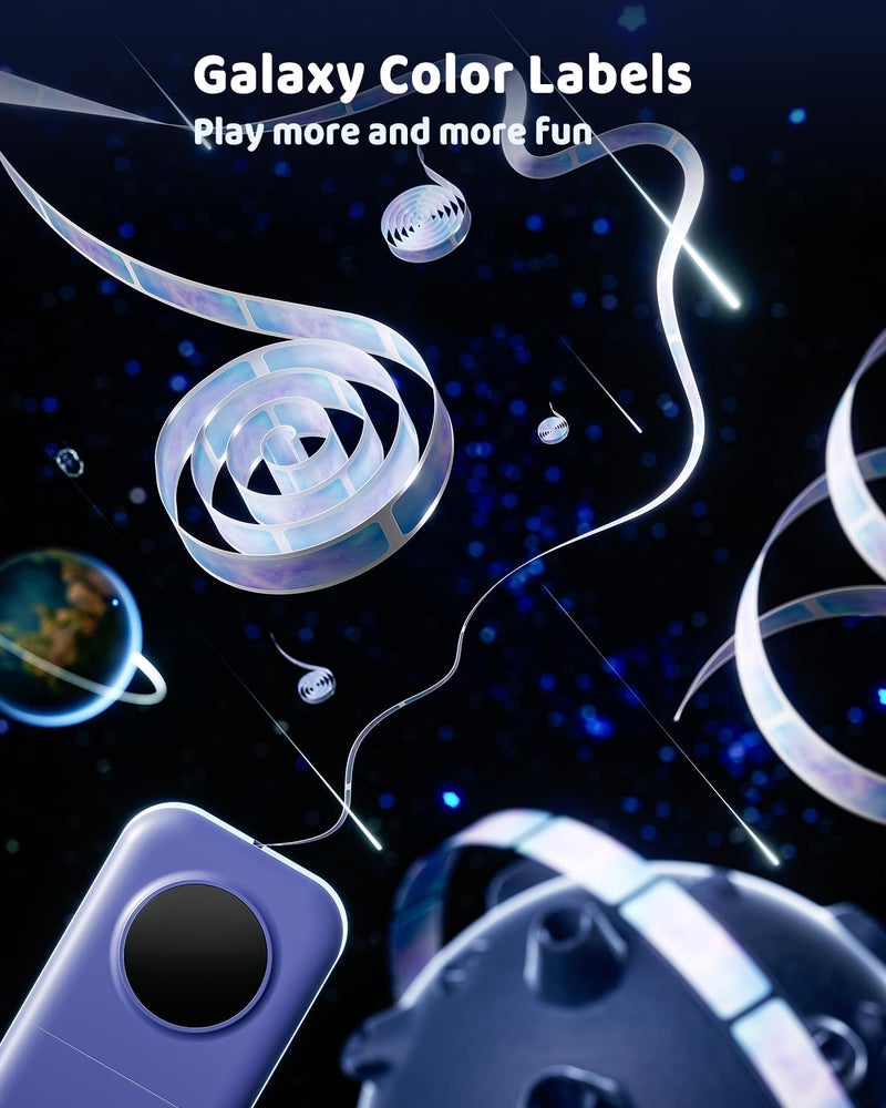 Phomemo D30 D35 Q31 Q32 Q30S Q30 Label Maker Tape, Black on Colorful Starry Sky Patterns Sticker Thermal Label Paper, Self-Adhesive Label Tape, 0.47" 12 x 40 mm (0.47 x 1.57 Inch) 3-Rolls - Image 3