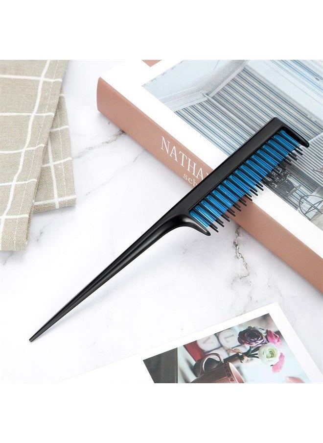 Leinuosen - 3 Piece Triple Teasing Comb, Rat Tail Combs for Women, Tool Structure Tease Layers Rattail Comb, Rat Tail Comb for Back Combing Root Teasing, Adding Volume, Evening Styling (Black and Blue) - Image 1