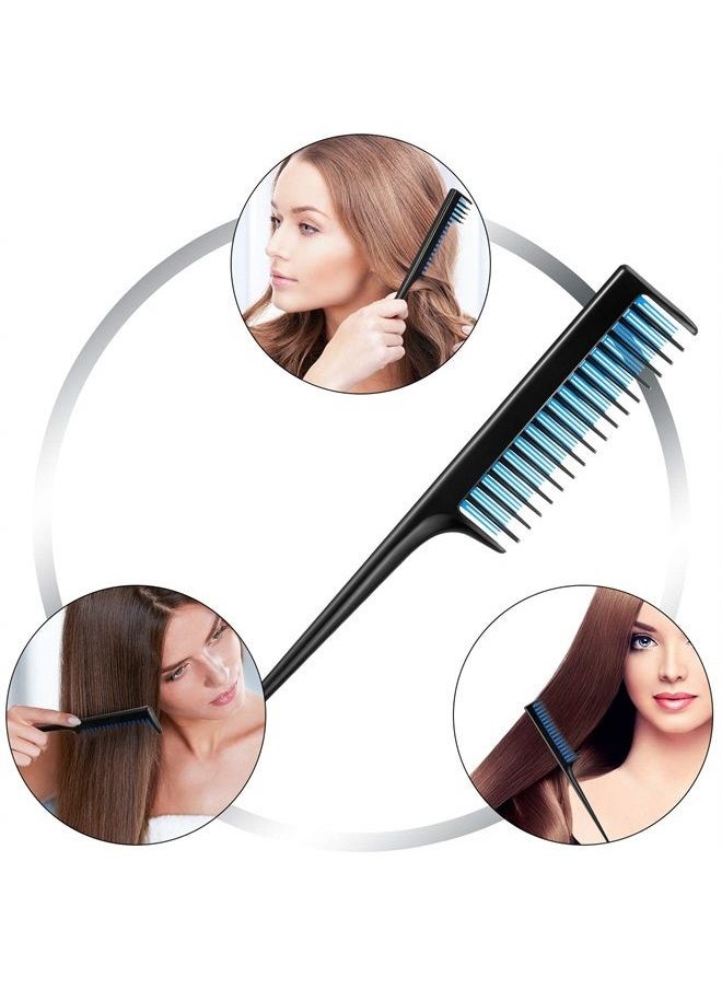 Leinuosen 3 Piece Triple Teasing Comb, Rat Tail Combs for Women, Tool Structure Tease Layers Rattail Comb, Rat Tail Comb for Back Combing Root Teasing, Adding Volume, Evening Styling (Black and Blue)  - Image 5