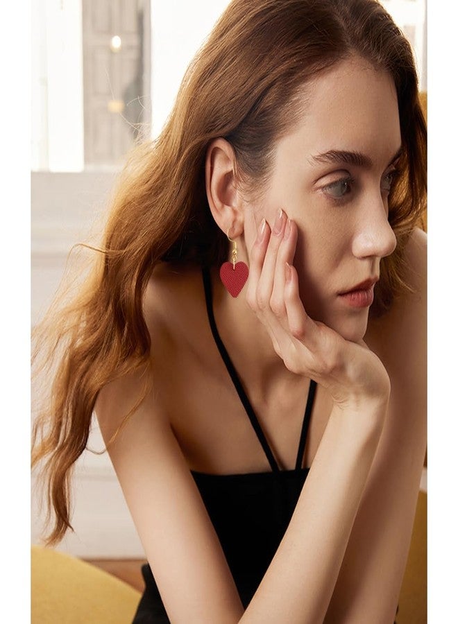 KINIVA Heart Earrings for Women,Trendy Heart Dangle Drop Earrings for Party Prom,Christmas Valentines Jewelry Gifts for Her (117 Red) - Image 2