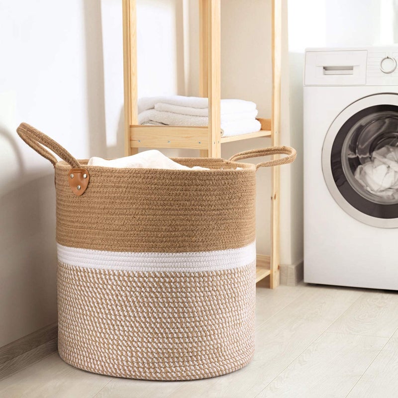 JASMEY HOMES JASMEY HOMES Spacious 16 inches Sturdy Laundry BasketStorage Box White - Image 2