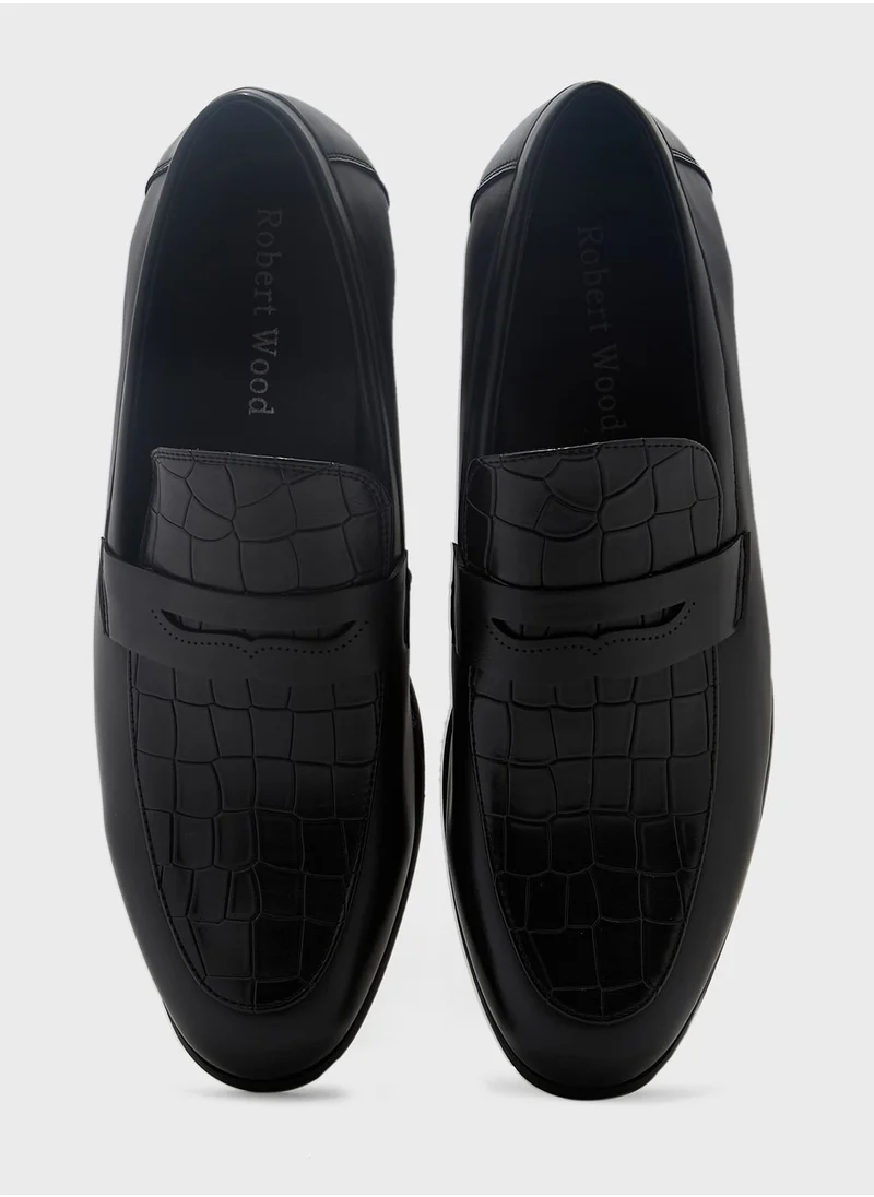 Robert Wood Classic Croc Print Formal Slip Ons