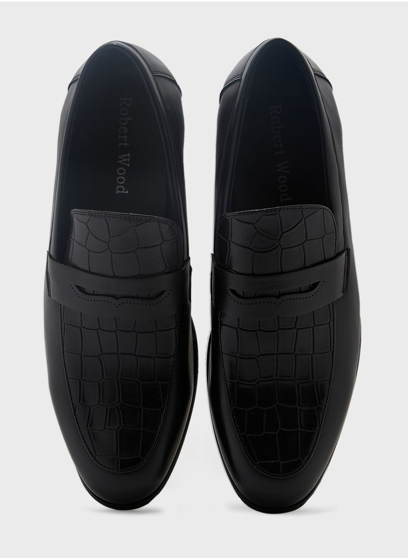 Classic Croc Print Formal Slip Ons