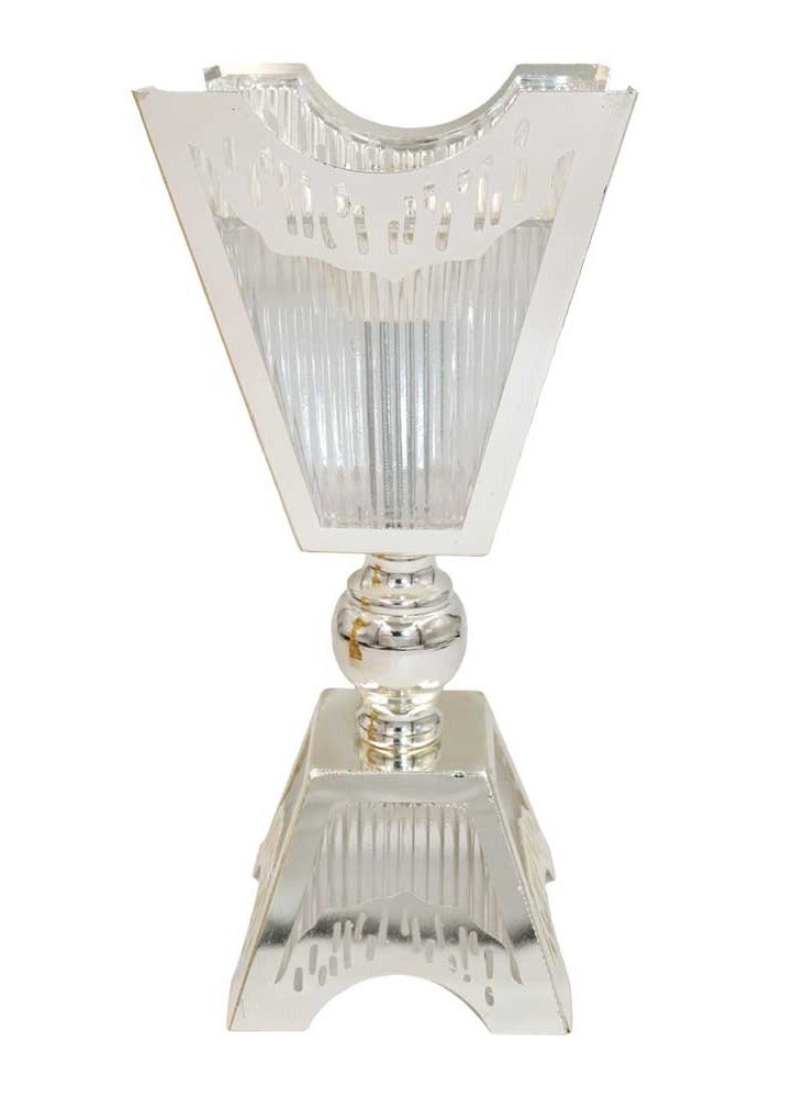 مبخرة بخور فضية فاخرة بتصميم عصري مع ألواح زجاجية وتفاصيل أنيقة لتعطير المنزل - Image 2