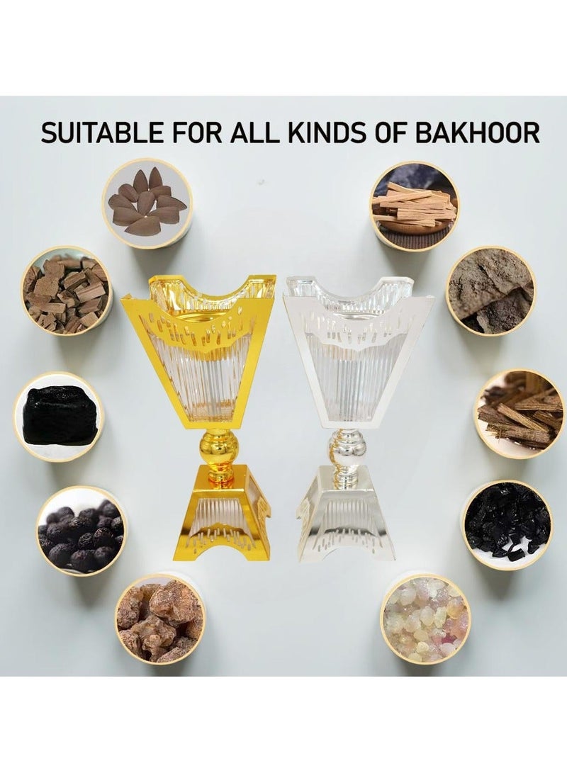 مبخرة بخور فضية فاخرة بتصميم عصري مع ألواح زجاجية وتفاصيل أنيقة لتعطير المنزل - Image 4