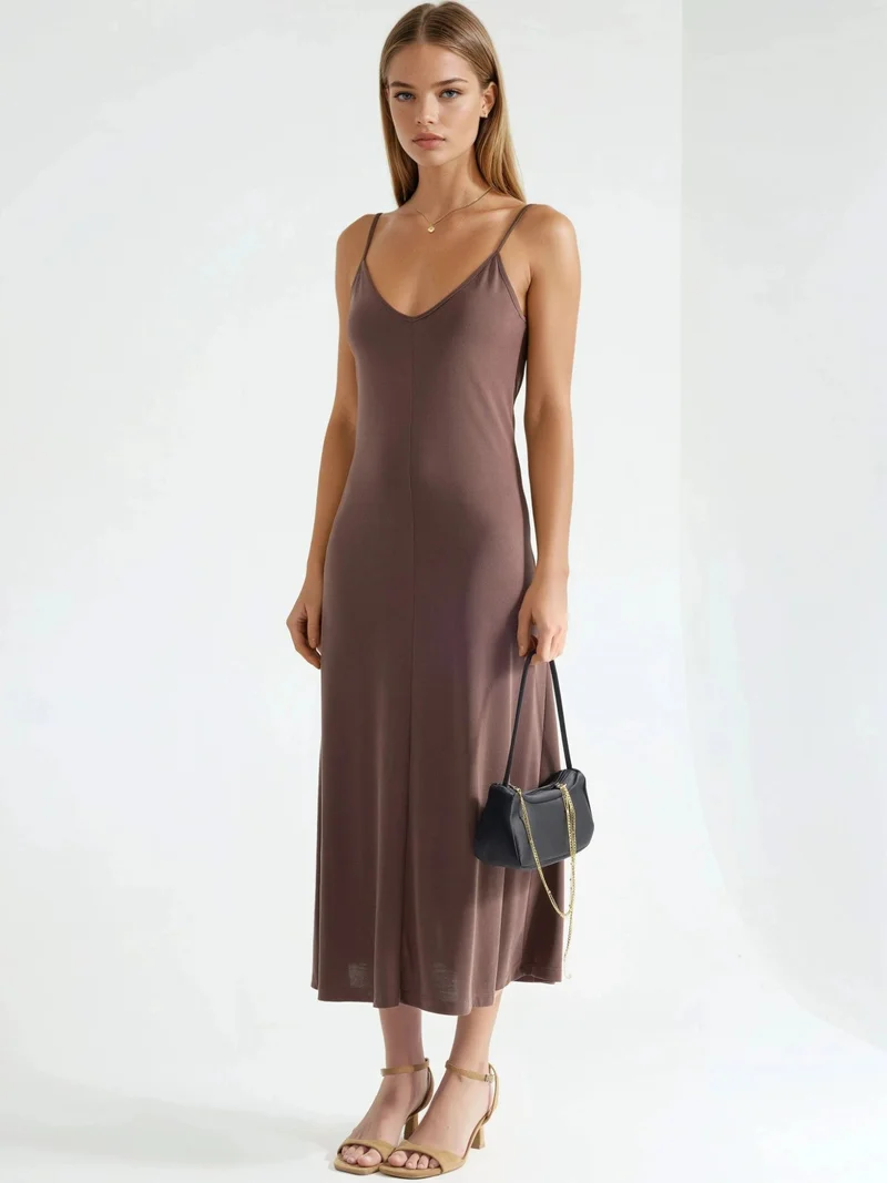 بوسيم BUSEM V-Neck Modal Midi Dress