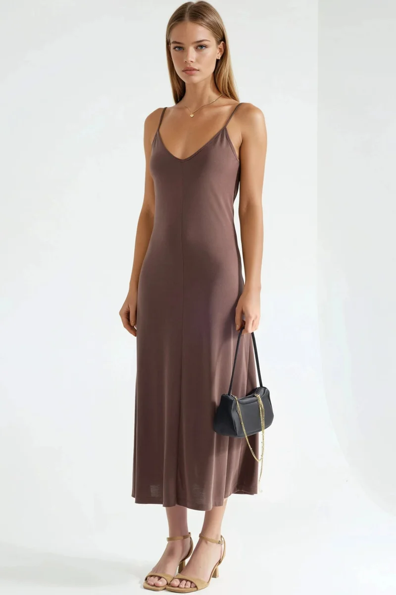 بوسيم BUSEM V-Neck Modal Midi Dress