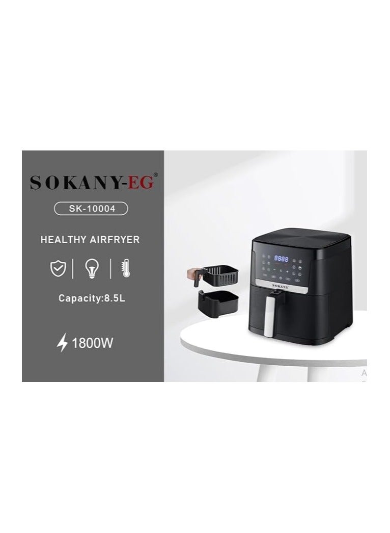 سوكاني مقلاة هوائية صحية Sk-10004 بشاشة LCD 8.5 لتر للحماية من الحرارة الزائدة 1800 وات - 220 فولت جهد امداد و50 هرتز - Image 2