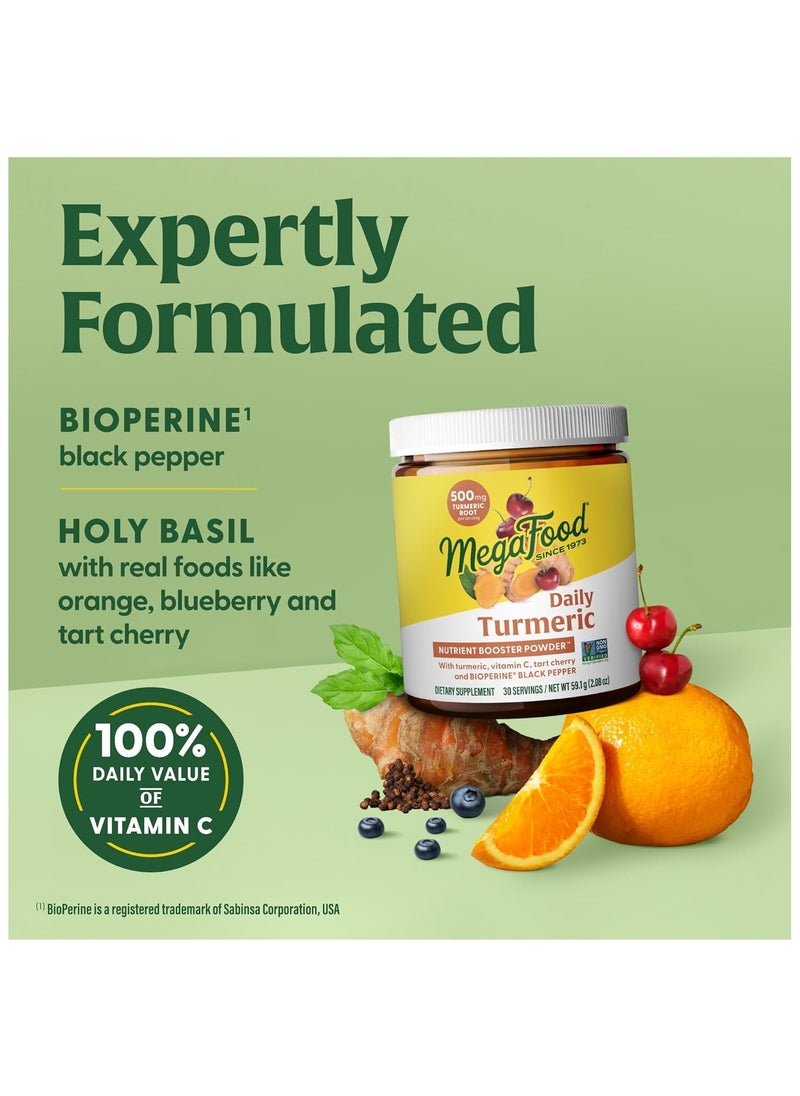 MegaFood MegaFood Daily Turmeric Nutrient Booster Powder - Turmeric Supplement -with Black Pepper Extract, Tart Cherry & Vitamin C - Vegan - Made without 9 Food Allergens - 2.08 Oz (30 Servings)  - Image 5