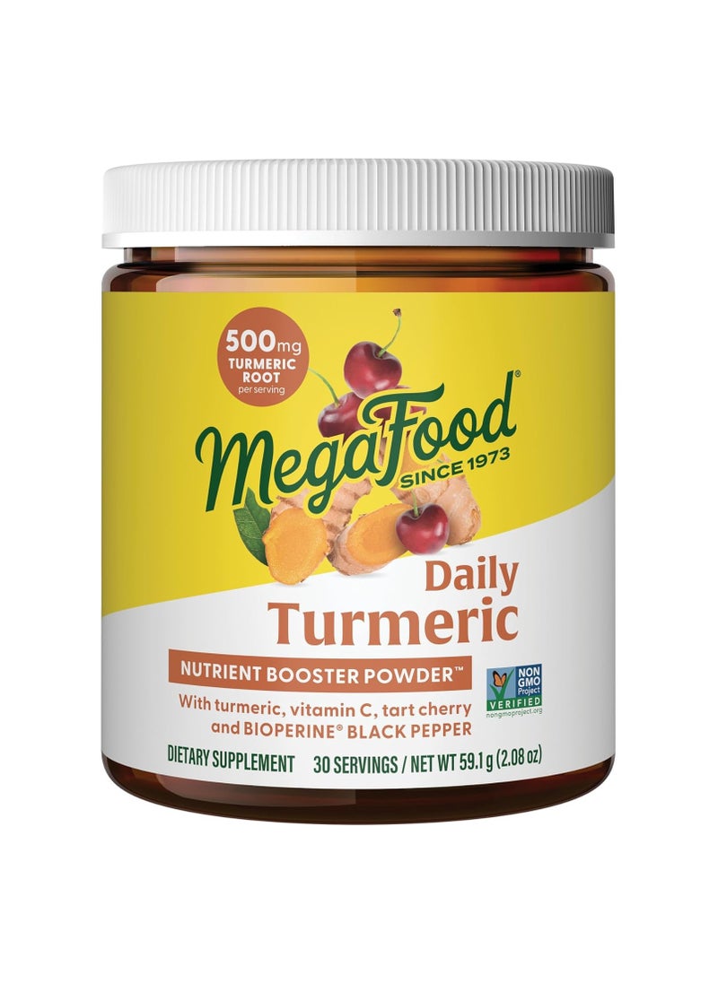 MegaFood MegaFood Daily Turmeric Nutrient Booster Powder - Turmeric Supplement -with Black Pepper Extract, Tart Cherry & Vitamin C - Vegan - Made without 9 Food Allergens - 2.08 Oz (30 Servings)  - Image 1