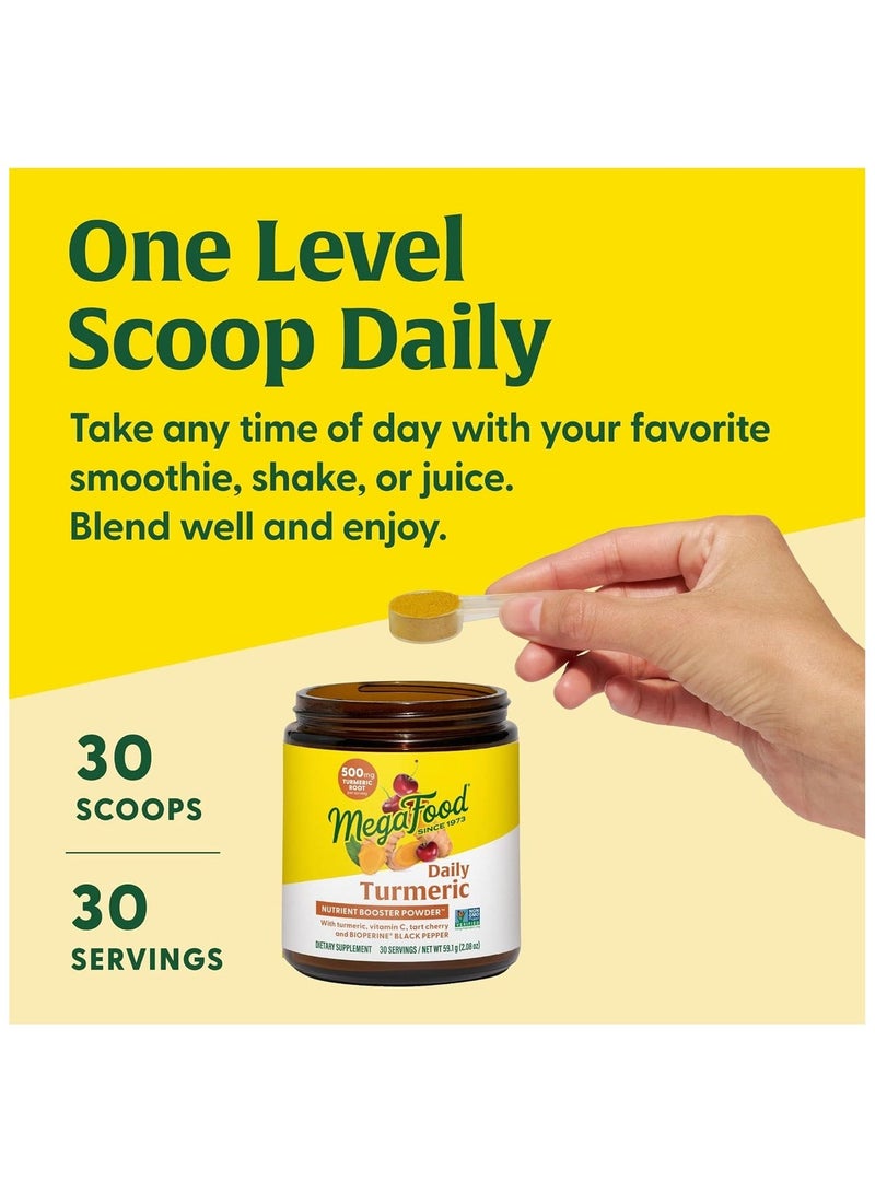 MegaFood Daily Turmeric Nutrient Booster Powder With Turmeric, Vitamin C, Tart Cherry And Bioperine Black Pepper, Dietary Supplement 30 Servings / Net WT 59.1 G (2.08 OZ) - Image 4