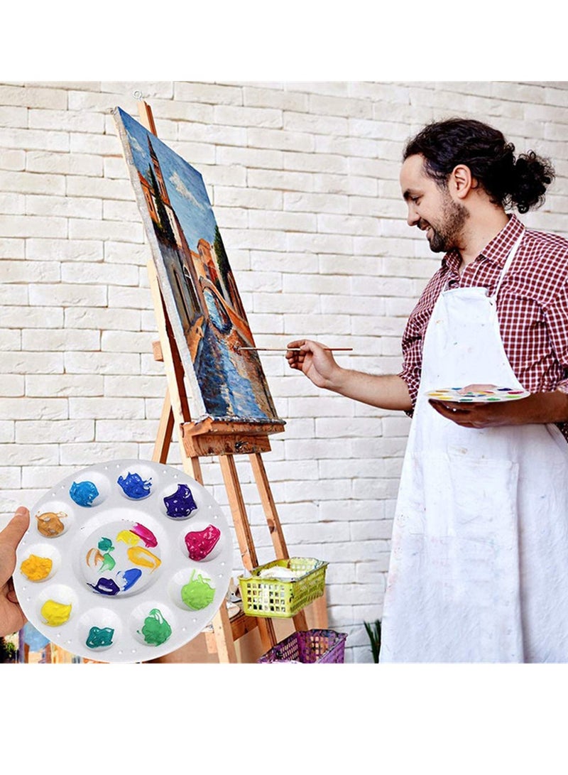 3 قطع لوحة ألوان بلاستيك فنون 10 آبار بلاستيكية مستديرة الشكل، أبيض - Image 2