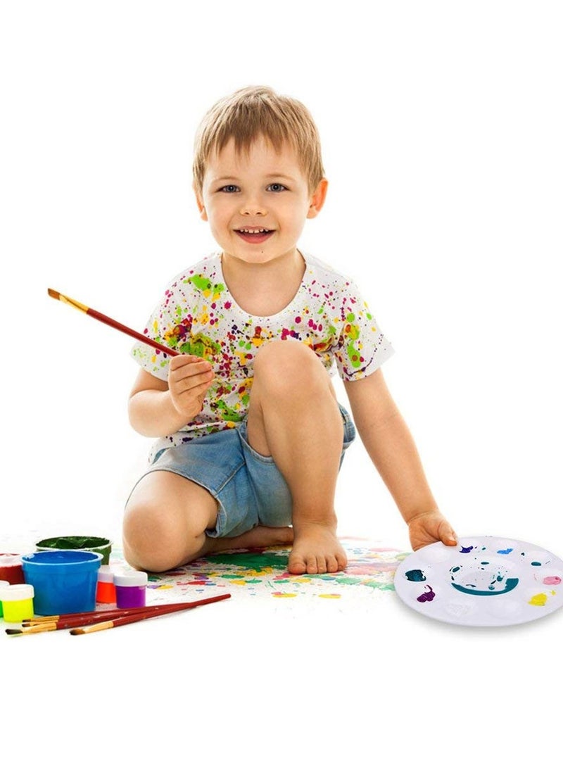 3 قطع لوحة ألوان بلاستيك فنون 10 آبار بلاستيكية مستديرة الشكل، أبيض - Image 3