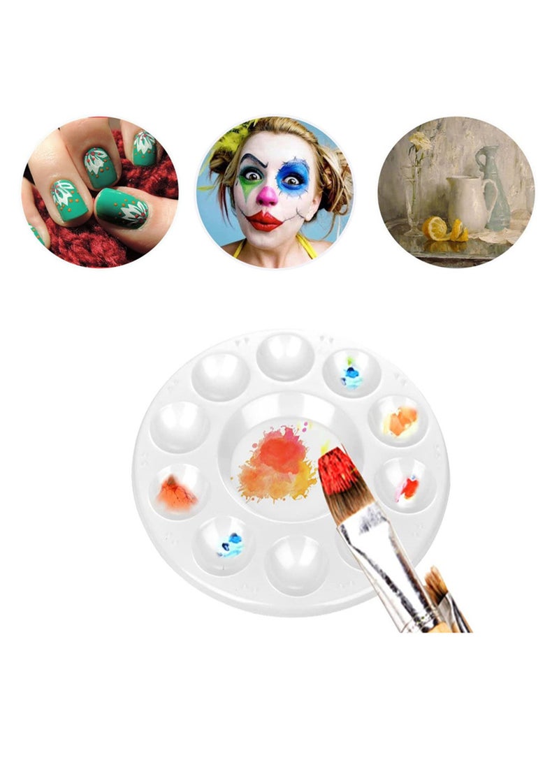3 قطع لوحة ألوان بلاستيك فنون 10 آبار بلاستيكية مستديرة الشكل، أبيض - Image 4