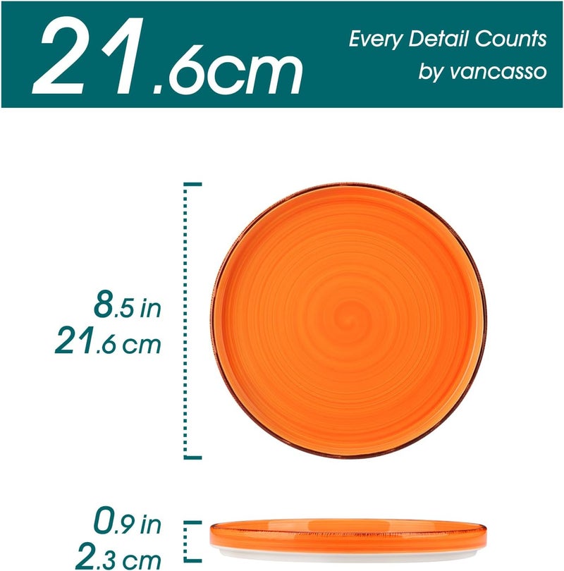 vancasso Bonita Dessert Plates Set of 6, 8.5 inch Ceramic Dinnerware Set, Scratch Resistant Dinner Plates, Dishwasher and Microwave Safe, Salad Plates, Side Plates for Pasta, Main Course, Warm Color - Image 2
