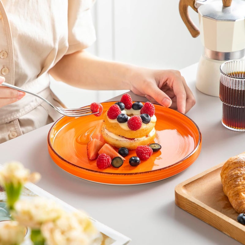 vancasso Bonita Dessert Plates Set of 6, 8.5 inch Ceramic Dinnerware Set, Scratch Resistant Dinner Plates, Dishwasher and Microwave Safe, Salad Plates, Side Plates for Pasta, Main Course, Warm Color - Image 5